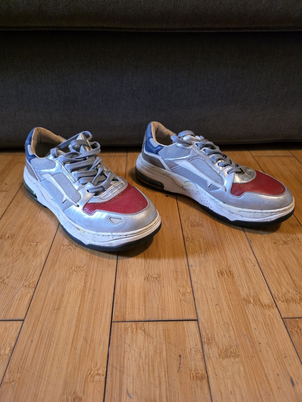 Premiata Women's White and Red Athletic Sneakers